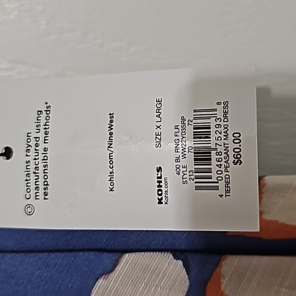 Nine West Blue Tiered Peasant Maxi Dress - Picture 3 of 6